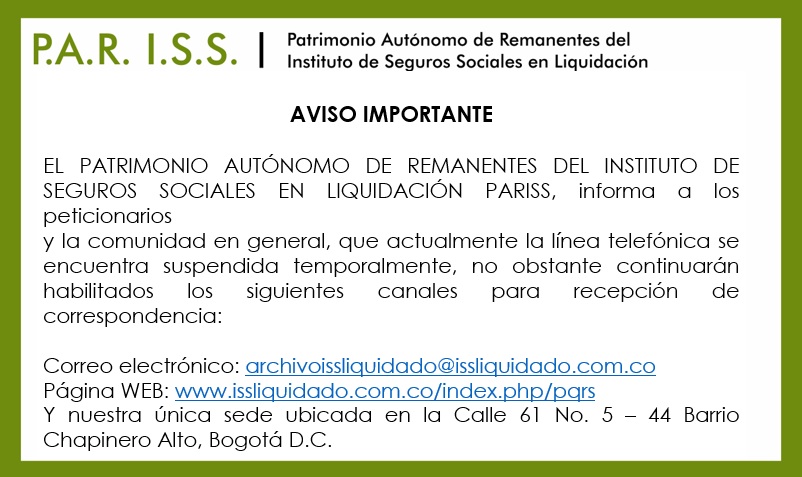 Aviso importante: la línea telefónica está suspendida temporalmente; siguen habilitados el correo electrónico, la página web y la sede